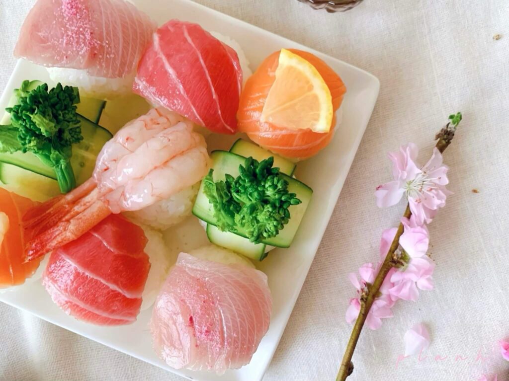 カラフルな手まり寿司